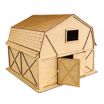 Casa Celeiro em MDF Cru com Portas Abríveis para Artesanato – Tamanho Grande