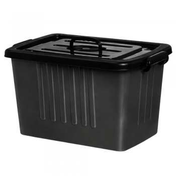 Container Plástico N°05 Com Trava 54,5 Litros Preto