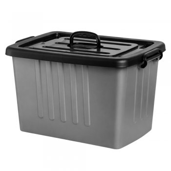 Container Plástico N°05 Com Trava 54,5 Litros Cinza