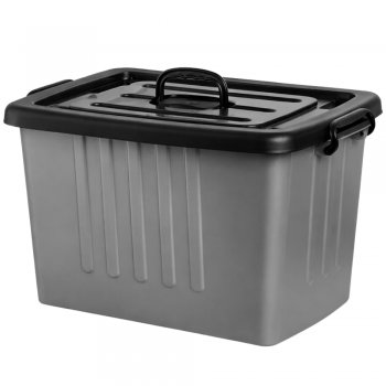 Container Plástico N°06 Com Trava e Alça 77 Litros Cinza