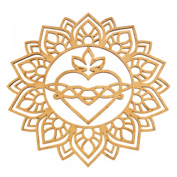 Mandala Flor da Vida com Coração Sagrado 30 Cm em MDF