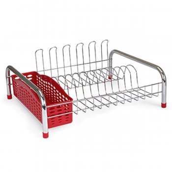 Secador Estilo c/ Porta Talheres na Cor Vermelho e Porta Copos