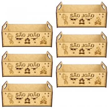 Jogo 6 Caixinhas em MDF com Recorte Festa Junina “São João”
