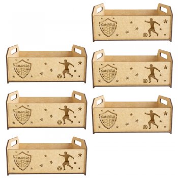Jogo 6 Caixinhas em MDF Tema Futebol Campeão