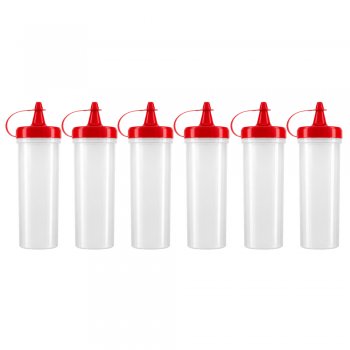 Jogo 6 Bisnagas de Ketchup Plástica 250ml para Molhos