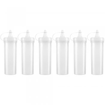 Jogo 6 Bisnagas de Maionese Plástica 250ml para Molhos