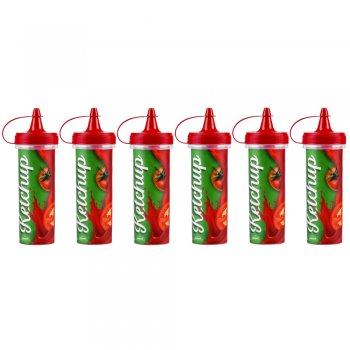 Jogo 6 Bisnagas Plástica Decorada 250ml para  Ketchup