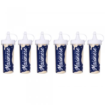 Jogo 6 Bisnagas Plástica Decorada 250ml para Maionese