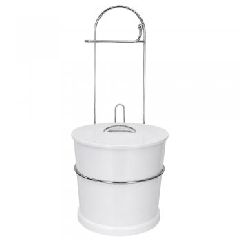 Suporte de Chão para Papel Higiênico com Lixeira Branco