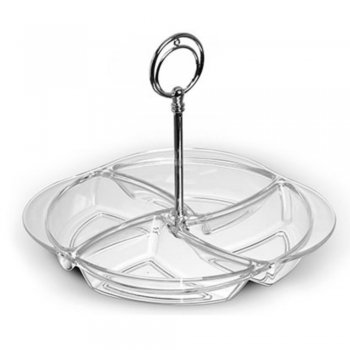 Petisqueira Requinte 23 Cm- Cor Transparente c/ Haste Cromada
