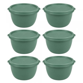Jogo 6 Potes Redondo 500 ML com Tampa Menta