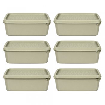 Jogo 6 Potes Organizadores Retangular 500 ML Areia