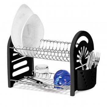 Secador Mimo Duplo com Porta Talher – Aço cromado C/ Preto