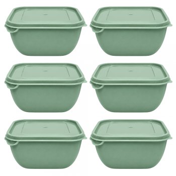 Jogo 6 Potes Organizadores Quadrado 1 Litro Verde Menta