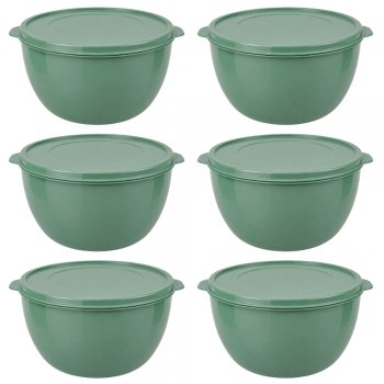 Jogo 6 Potes Organizadores Redondos 2,8 Litros Verde Menta