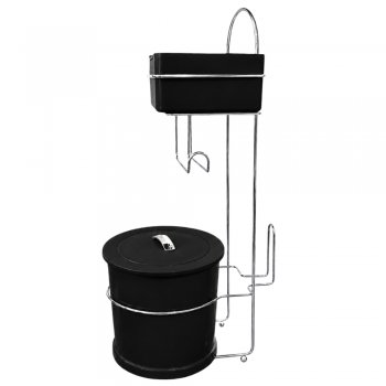 Suporte de Papel Higiênico com lixeira e Porta-Lenços Umedecidos Preto