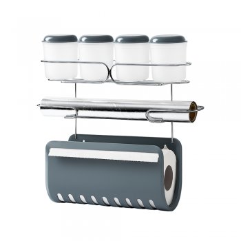 Porta Condimentos com Suporte para Papel Toalha e Papel Alumínio - Chumbo