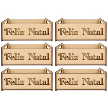 Jogo 6 Caixinhas Pequenas com Alça e Recorte Feliz Natal