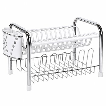 Escorredor de Louças Tubo com Porta-Talheres e Copos Branco