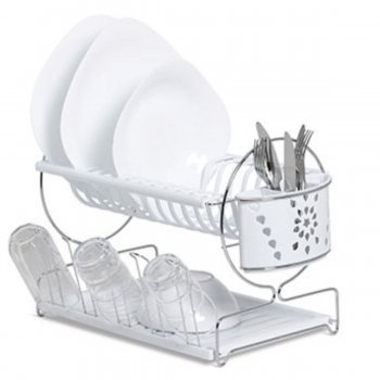 Secador Master Arame c/ Porta Talheres e Copos - Branco