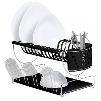 Secador Master Arame c/ Porta Talheres e Copos - Preto