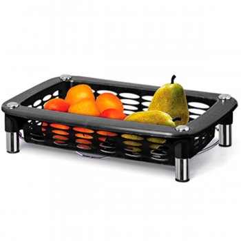 Fruteira e Organizador Retangular de Mesa - Preto