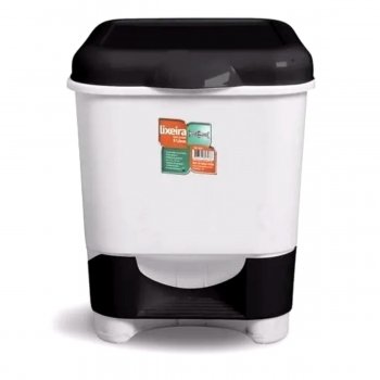 Lixeira Com Pedal 8 Litros - Branco e Preto