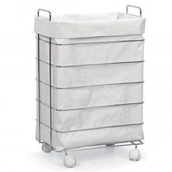 Roupeiro Retangular Branco 50L c/ Rodízios