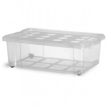Container 30 Litros com Tampa Transparente e Rodízios