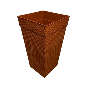 Vaso Quadrado Coluna Rattan Médio 17,5L Cerâmico