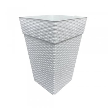 Vaso Quadrado Coluna Rattan Médio 17,5L Marmorizado