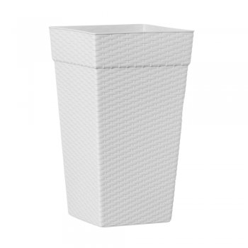 Vaso Quadrado Coluna Rattan Grande 28L Marmorizado