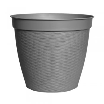 Vaso Redondo Estilo Vime Borda Reta 44L Cinza