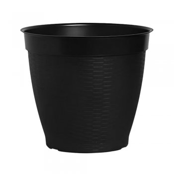 Vaso Redondo Estilo Vime Borda Reta 44L Preto