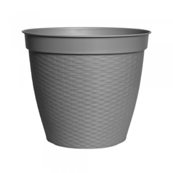 Vaso Redondo Estilo Vime Borda Reta 30L Cinza