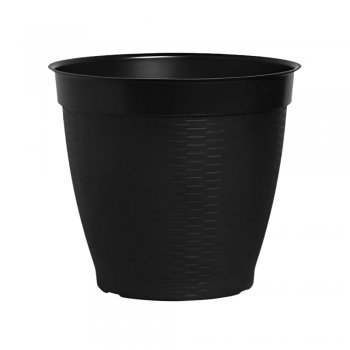 Vaso Redondo Estilo Vime Borda Reta 30L Preto