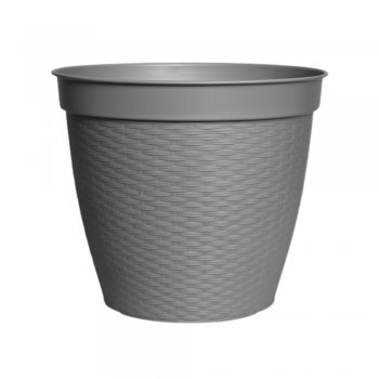 Vaso Redondo Estilo Vime Borda Reta 21L Cinza
