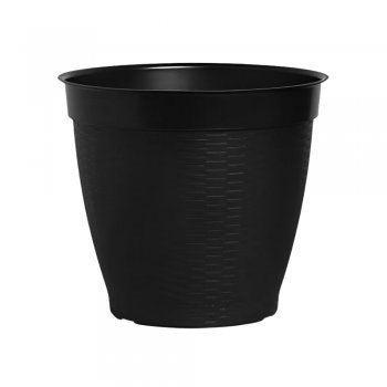 Vaso Redondo Estilo Vime Borda Reta 21L Preto