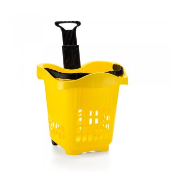Cesta de Mercado Multiuso com Rodízio 30 Litros - Amarelo