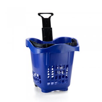 Cesta de Mercado Multiuso com Rodízio 30 Litros - Azul
