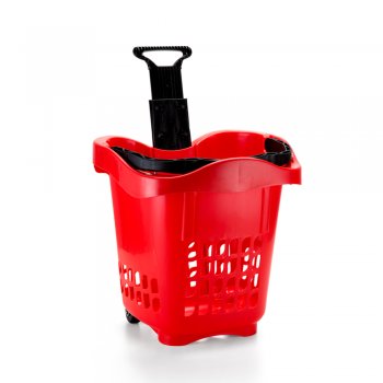 Cesta de Mercado Multiuso com Rodízio 30 Litros - Vermelho