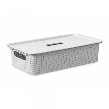 Cesto 02 Organizador Rattan com Tampa - Branco