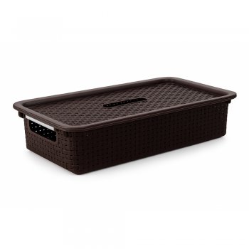 Cesto 02 Organizador Rattan com Tampa - Marrom