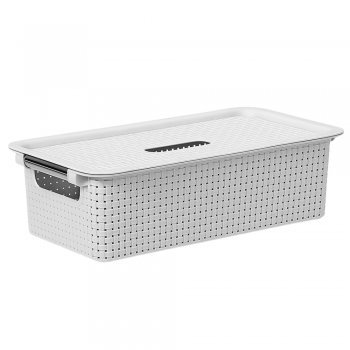 Cesto 03 Organizador Rattan com Tampa - Branco