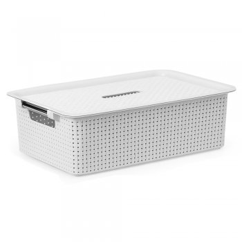 Cesto 04 Organizador Rattan com Tampa - Branco