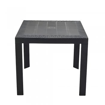 Mesa Quadrada Montável com acabamento em Rattan - Preto
