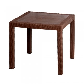 Mesa Quadrada Montável com acabamento em Rattan - Café