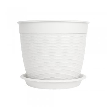 Vaso Redondo Estilo Vime 14,5L Com Prato N°2 27cm - Marmorizado