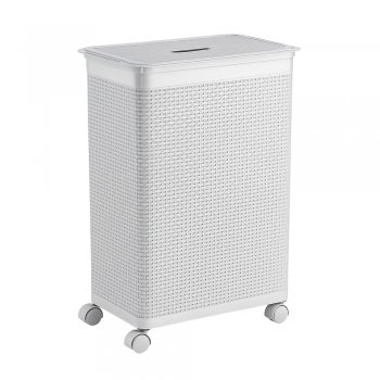 Roupeiro Rattan 50 Litros com Tampa - Branco