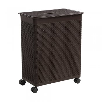 Roupeiro Rattan 50 Litros com Tampa - Marrom